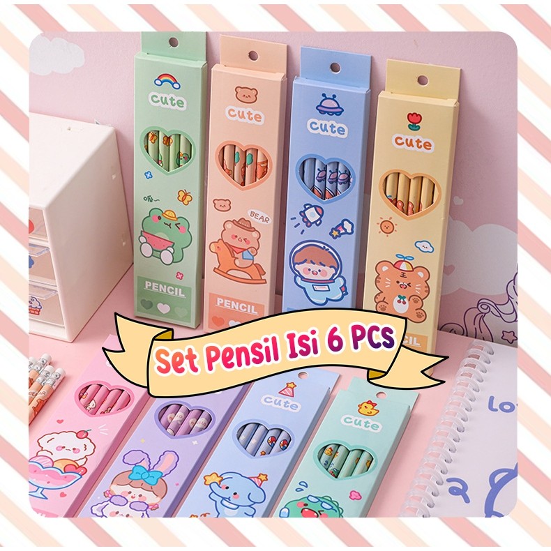 

Joi.Street - [SATUAN] Pensil 2B Set Isi 6 Pcs Motif Kartun Lucu, Pencil Cute Cartoon Kids Stationery, Set Alat Tulis Sekolah, Gift Souvenir