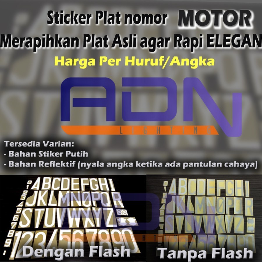 Sticker Huruf Plat Nomor Angka MOTOR Scotlight Murah By