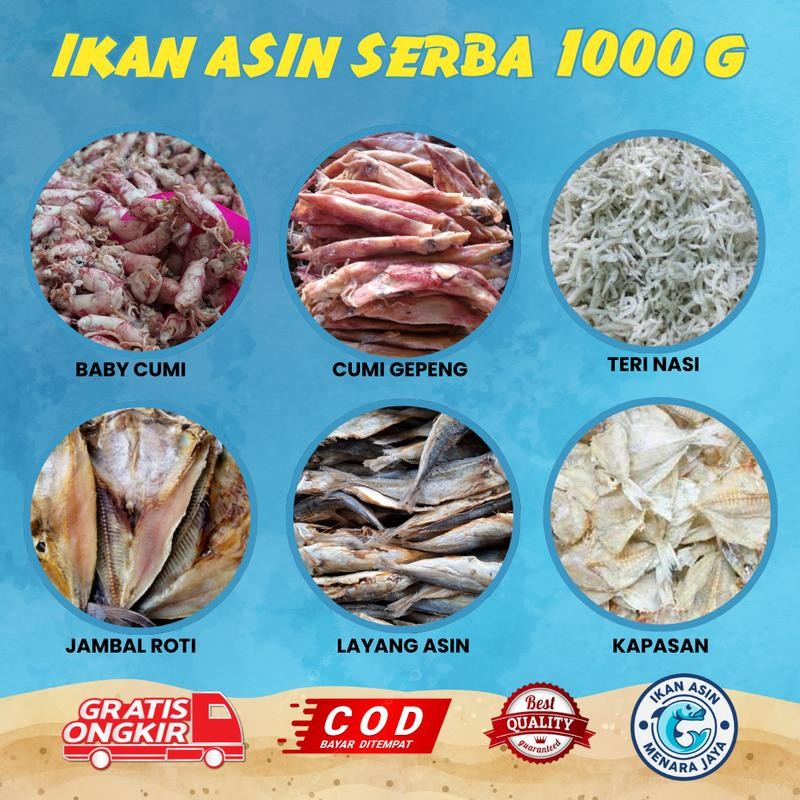 

IKAN ASIN SERBA 1000 GRAM - IKAN ASIN MENARA JAYA