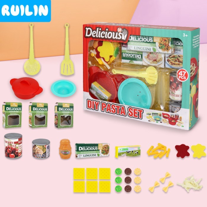 RuiLin Mainan Masak Masakan Anak Dapur Set Spageti Kentang Goreng