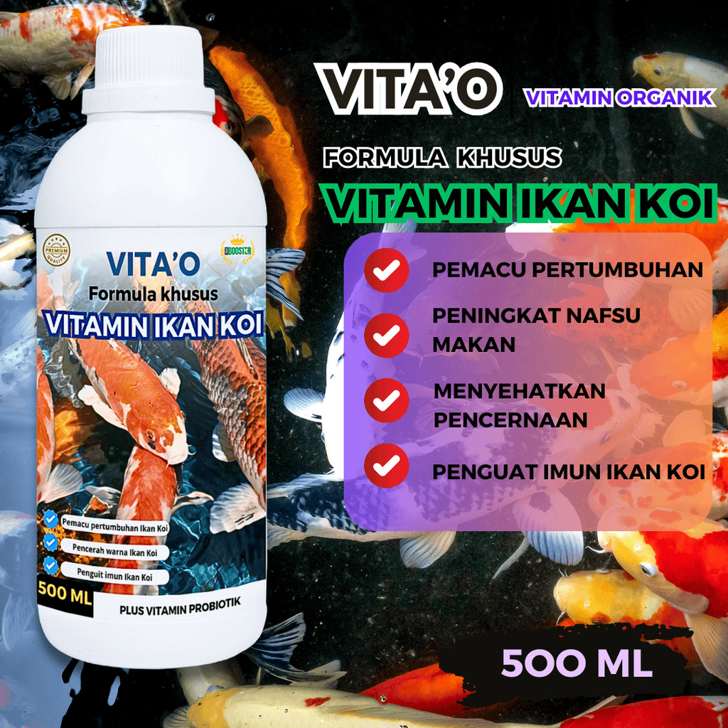VITA'O VITAMIN IKAN KOI 500ML PEMACU PERTUMBUHAN IKAN KOI PENGUAT IMUN
