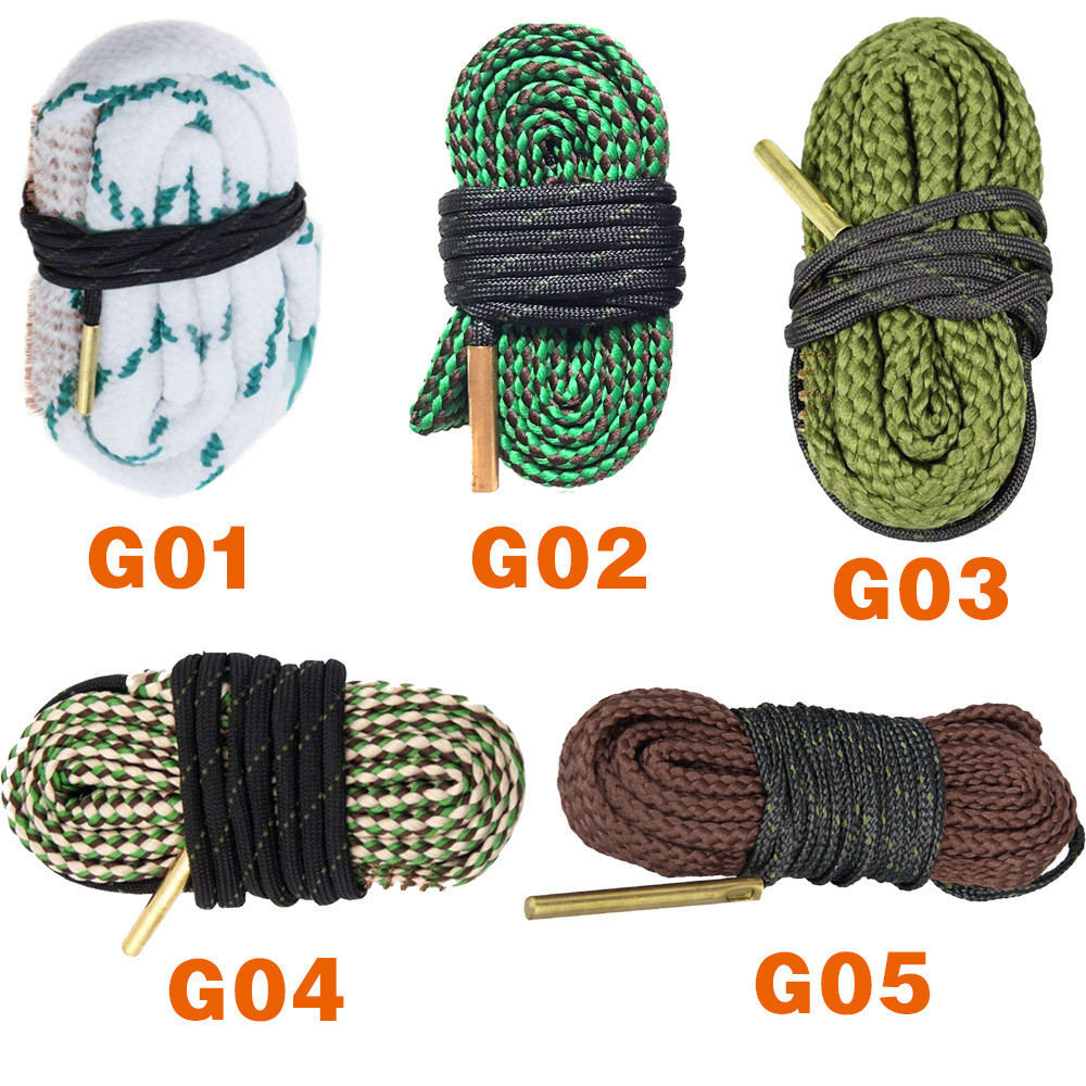Gun Barrel Wipe Cleaning Rope 12 Gauge .308 Cal .223 Cal Caliber Gun Bore Brass Brush Cleaner for Hu