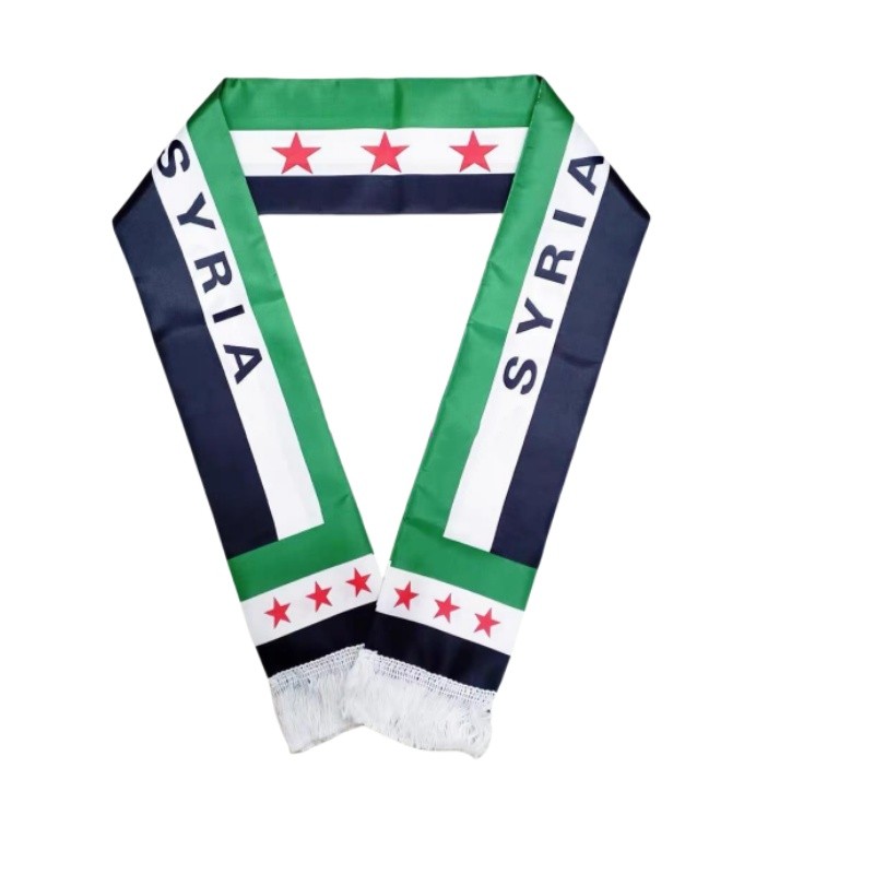 Syria Satin Scarf 15*150cm The Syrian Arab Republic Syrian three Star Scarf Banner