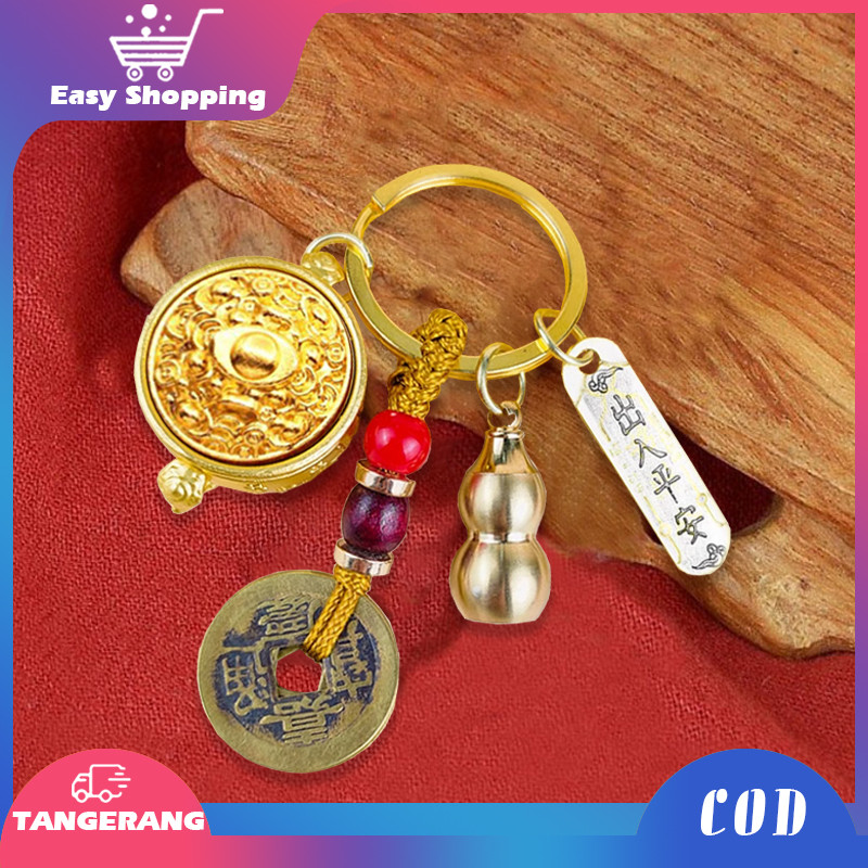 Hadiah Keberuntungan Bahan Logam Keychain 12 Shio Gantungan Kunci Naga Harimau Ular