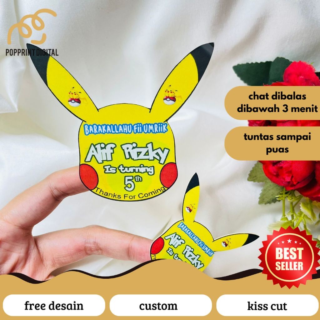 

PopPrints Sticker Karakter Ulang Tahun Anak Stiker Hampers Ultah Birthday Bentuk Custom Uk.Besar