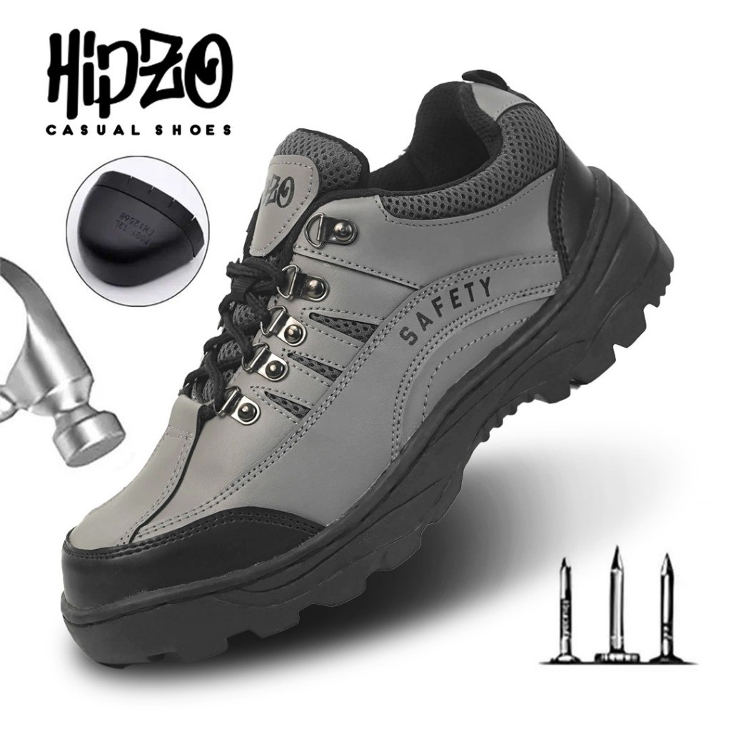 New SEPATU SAFETY PRIA ORIGINAL 100% SAFETY SHOES OUTDOOR UJUNG BESI UNTUK KERJA PROYEK TAMBANG HIPZ