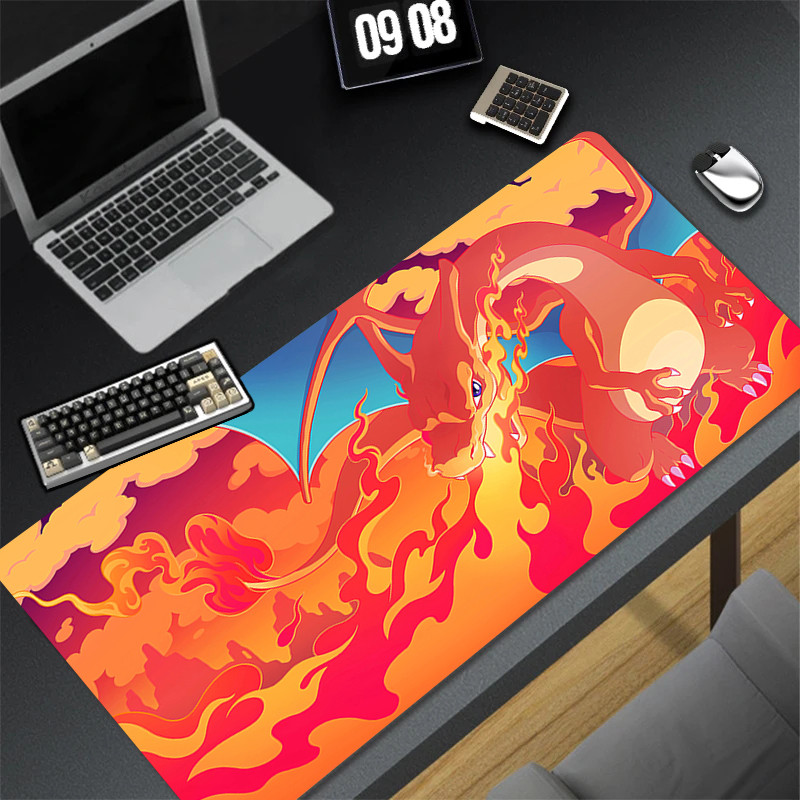 Large Flam Dragon Mouse Pad PC Red Japan Anime Gaming Keyboard Rug Laptop P-pokemon Charizard Mousep