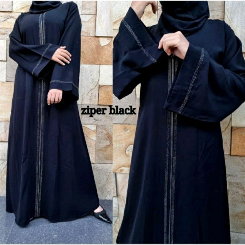 Abaya Arabia ZIPER BLACK /ZIPER SAMIAi Mix List Full Swaroski and JettBlack Super