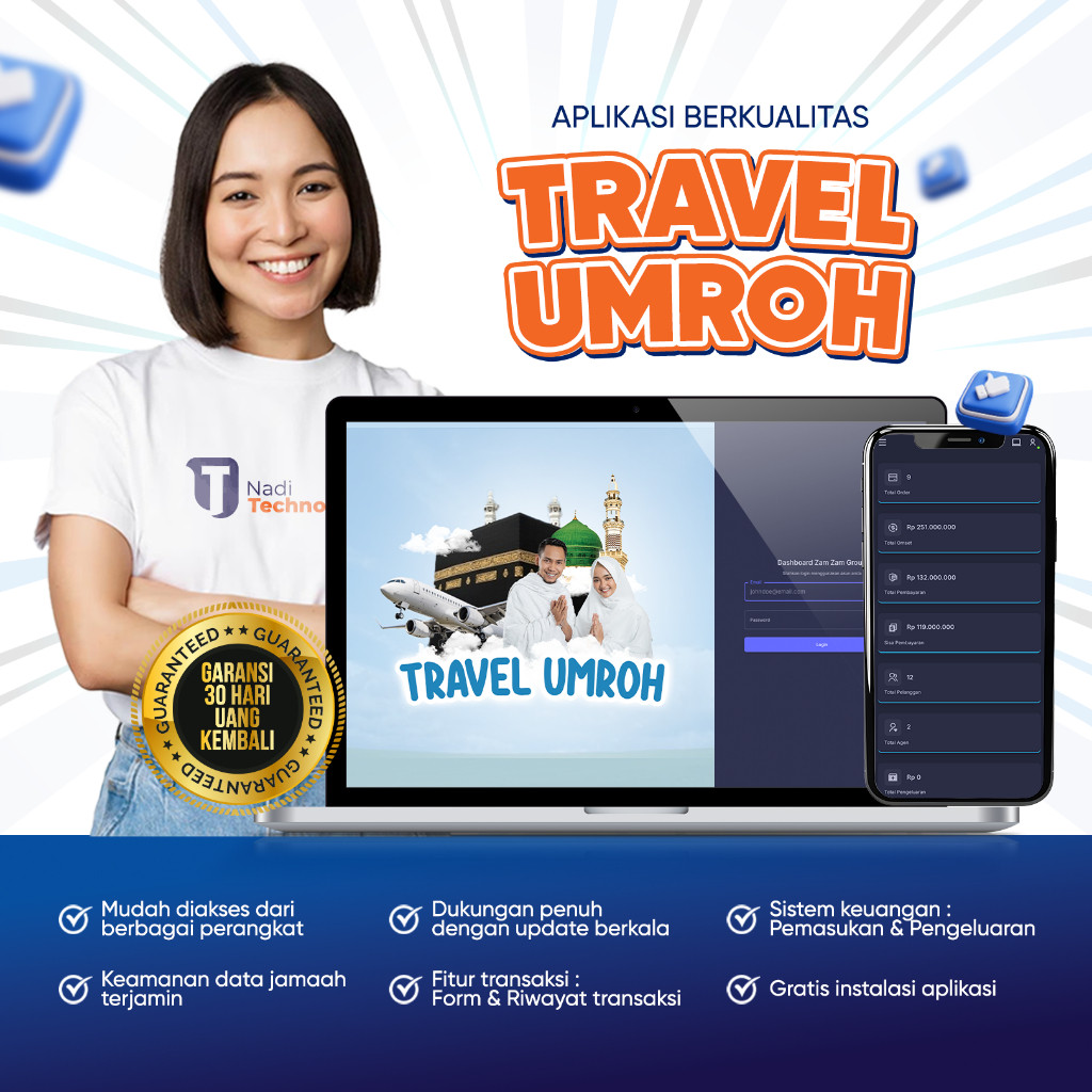 Aplikasi Travel dan Umrah - Terintegrasi Whatsapp Gateway, Email dan Payment Gateway