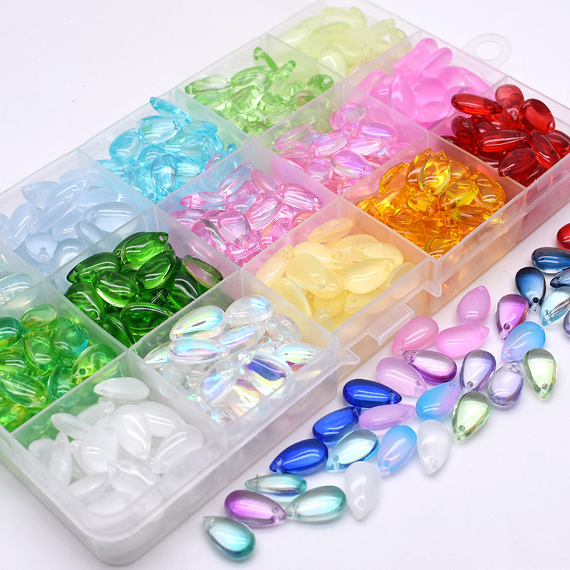 

8x14mm 30/60Pcs Water Drop Shape Czech Glass Beads DIY Jewelry Findings Water Drop Glass Loose Beads for Jewelry Making Necklace