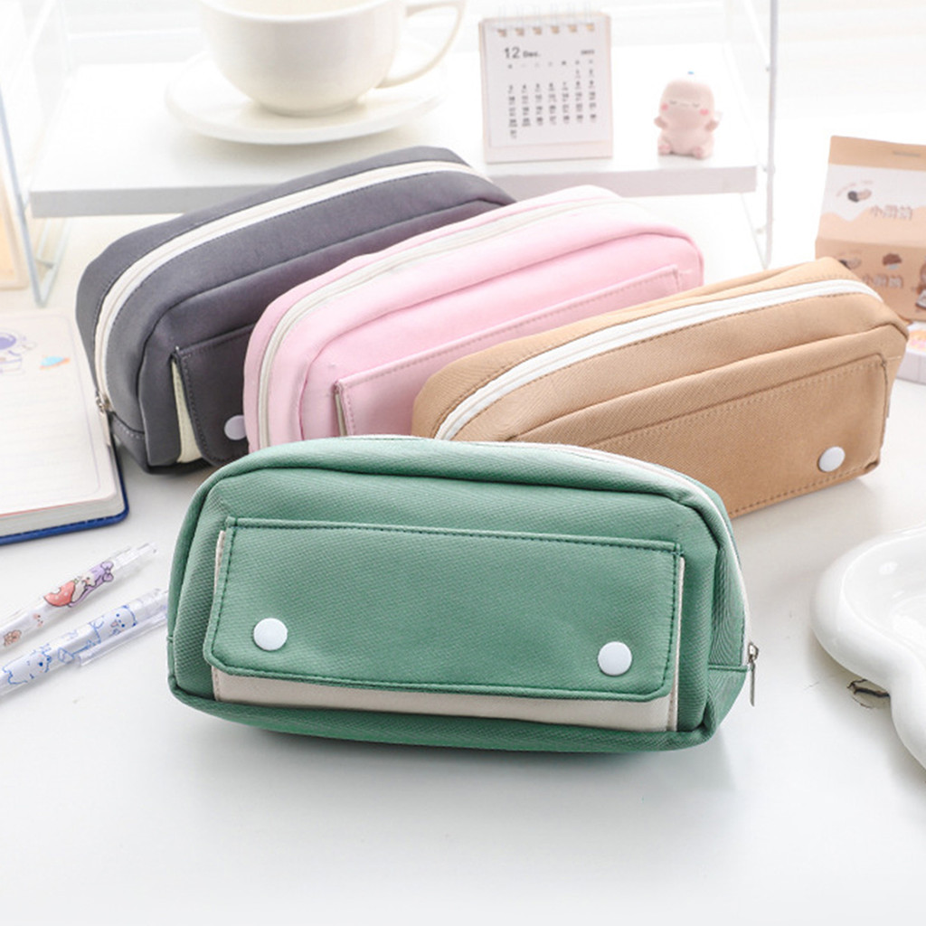 

1 Solid color pencil case, creative clamshell design pencil storage box, fashion school supplies for friends