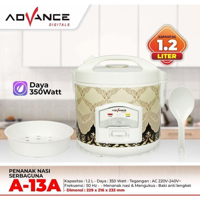Advance A-13 Rice Cooker Penanak Nasi Serbaguna 3 in 1 Magic Com Garansi 1 Tahun - A13-A