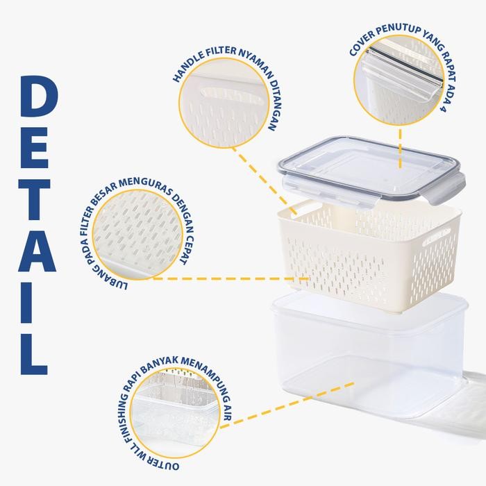 food container/kotak penyimpanan kulkas dengan saringan box container/storage box/food box  Keranjan