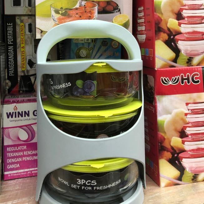 Rantang kaca 3 susun / Rantang kaca korea