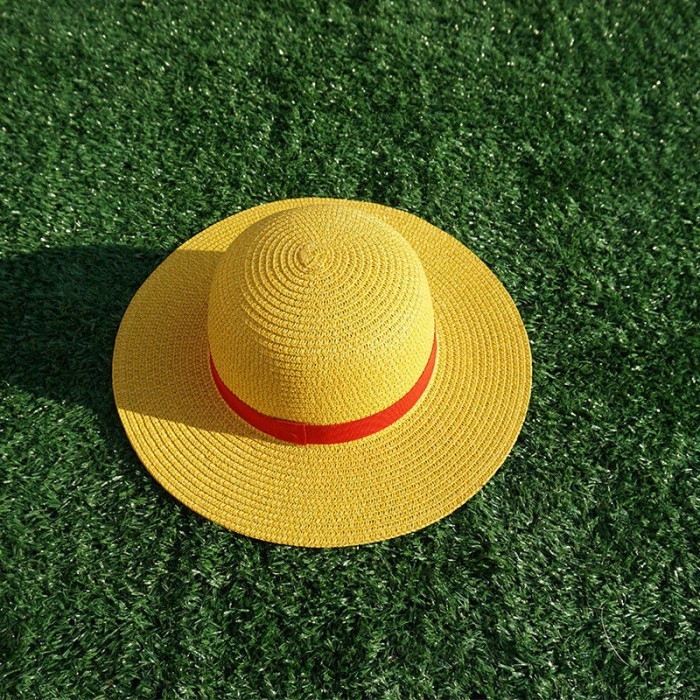Topi Jerami Anime, Monkey D. Luffy One Piece warna original dan kuning - K Diameter 35CM