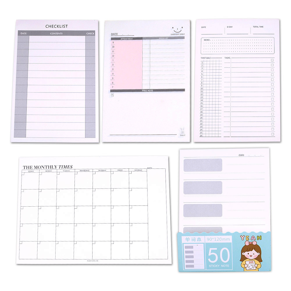 

Korean Memo Pads Non-sticky Note Notepad Tab Monthly Weekly Planner Check Agenda Day Plan To Do List Shopping Journal Stationery