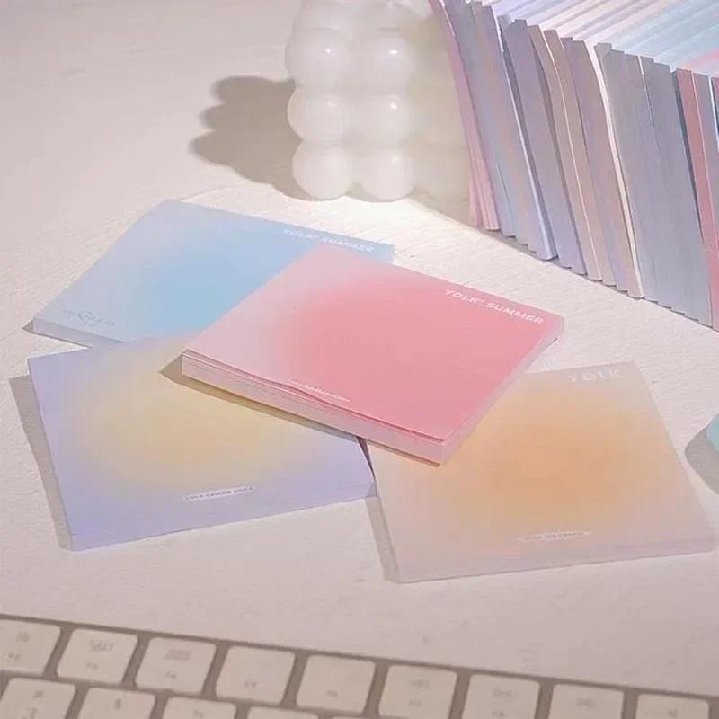 

50sheets Aesthetic Blush Gradient Memo Pad Mini Portable Student Pocket Notepad Sticky Notes Refrigerator List Note Paper