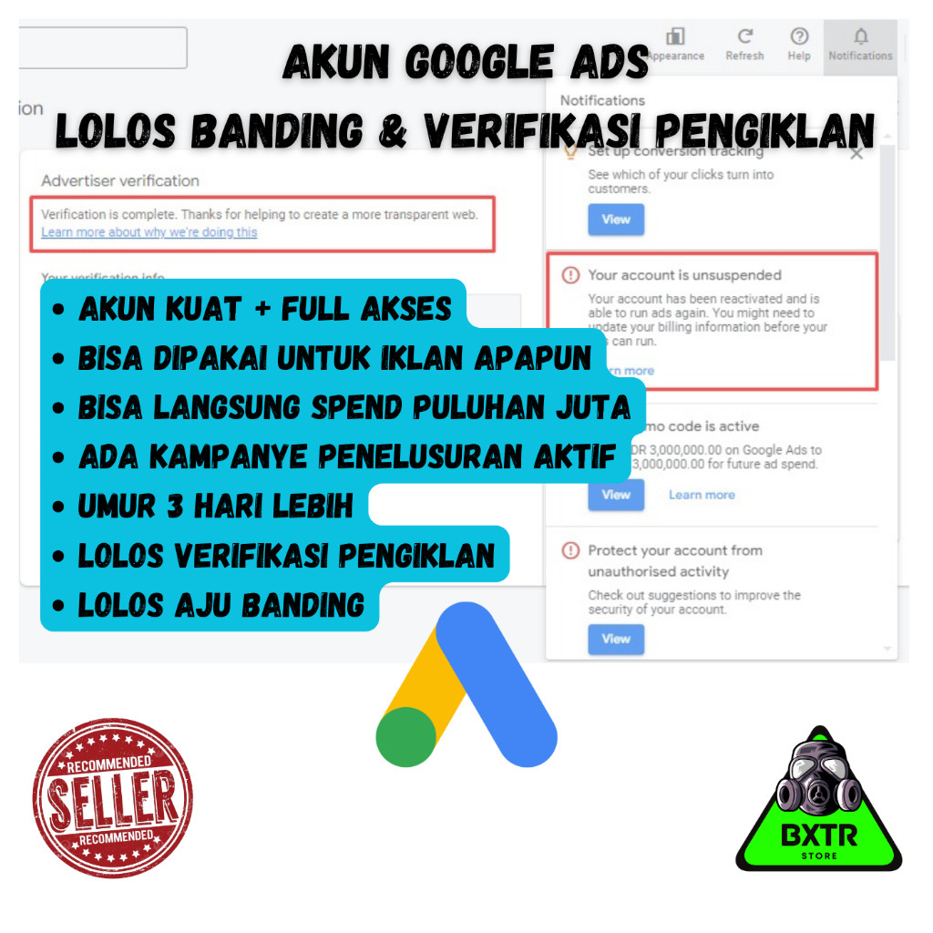 Akun Google Ads Lolos Banding & Lolos Verifikasi Pengiklan