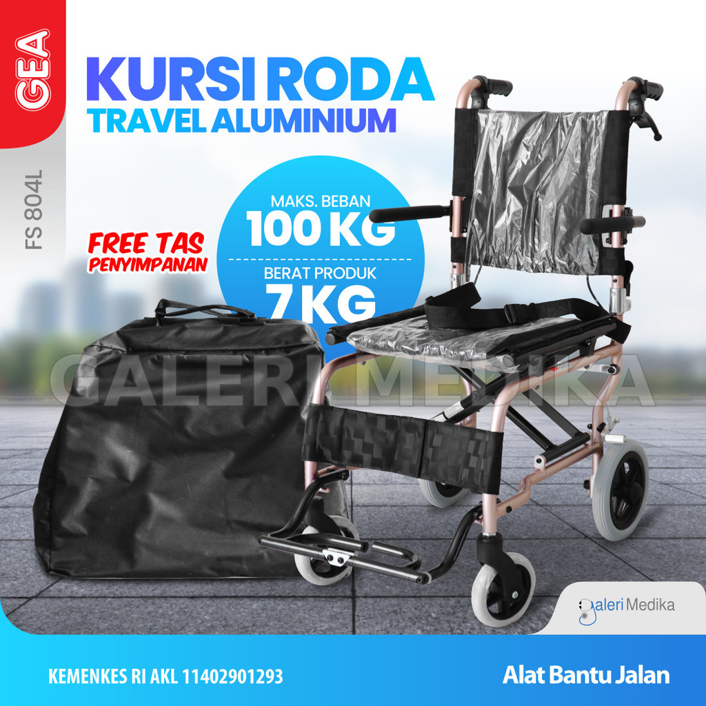 Kursi Roda Travel GEA FS804L / FS-804L / Kursi Roda Aluminium Travel Size FS 804L
