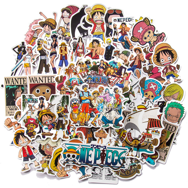 

50/100Pcs Japan Anime One Piece Figure Luffy Toy Sticker Notebook Motorcycle Skateboard Computer Mobile Phone Stickers Toy Gifts