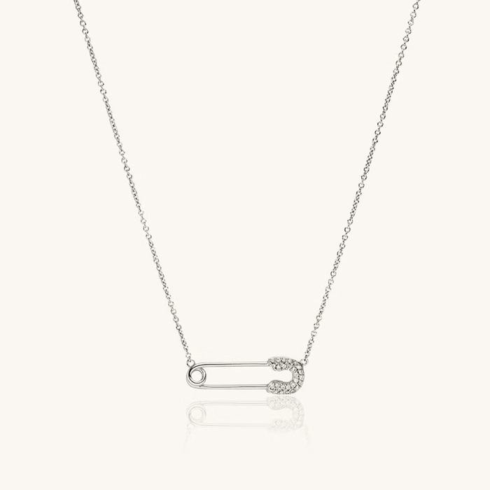 Safety Pin Necklace Kalung Titanium Kalung DAZZLENCO Aksesoris Perhiasan Silver Wanita - Silver