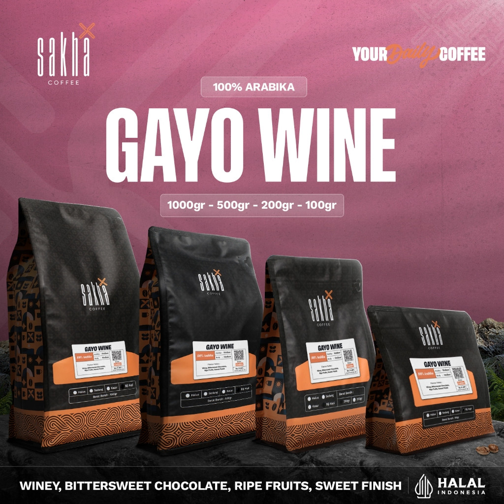 

Biji Kopi Arabika Gayo Wine Arabica Coffee Specialty Roast Beans Bubuk Coffe Bean Sakha Roastery