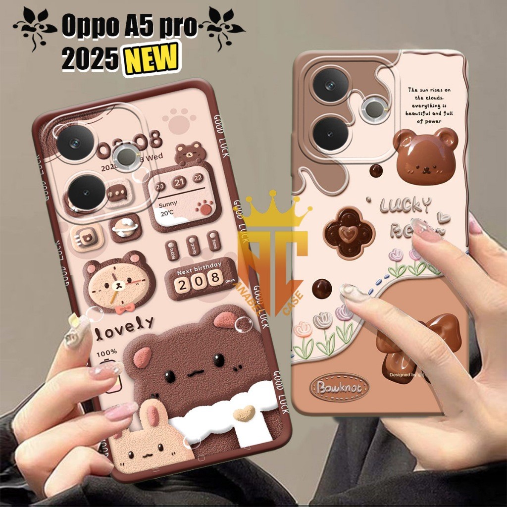 Softcase OPPO A5 PRO 4G / OPPO A5 PRO 5G 2025 Terbaru Case Fashion Motif Bear Brown Cute - Case Terb