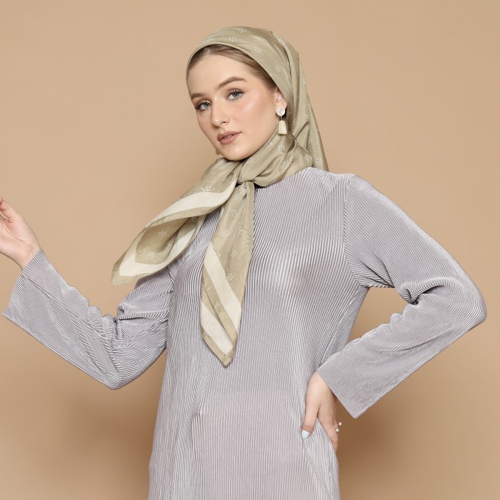 KHANAAN + MONOGRAM SCARF + SAGE