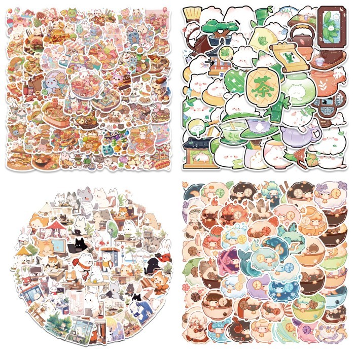 

stiker sticker waterproof cute animals kucing domba burung siput