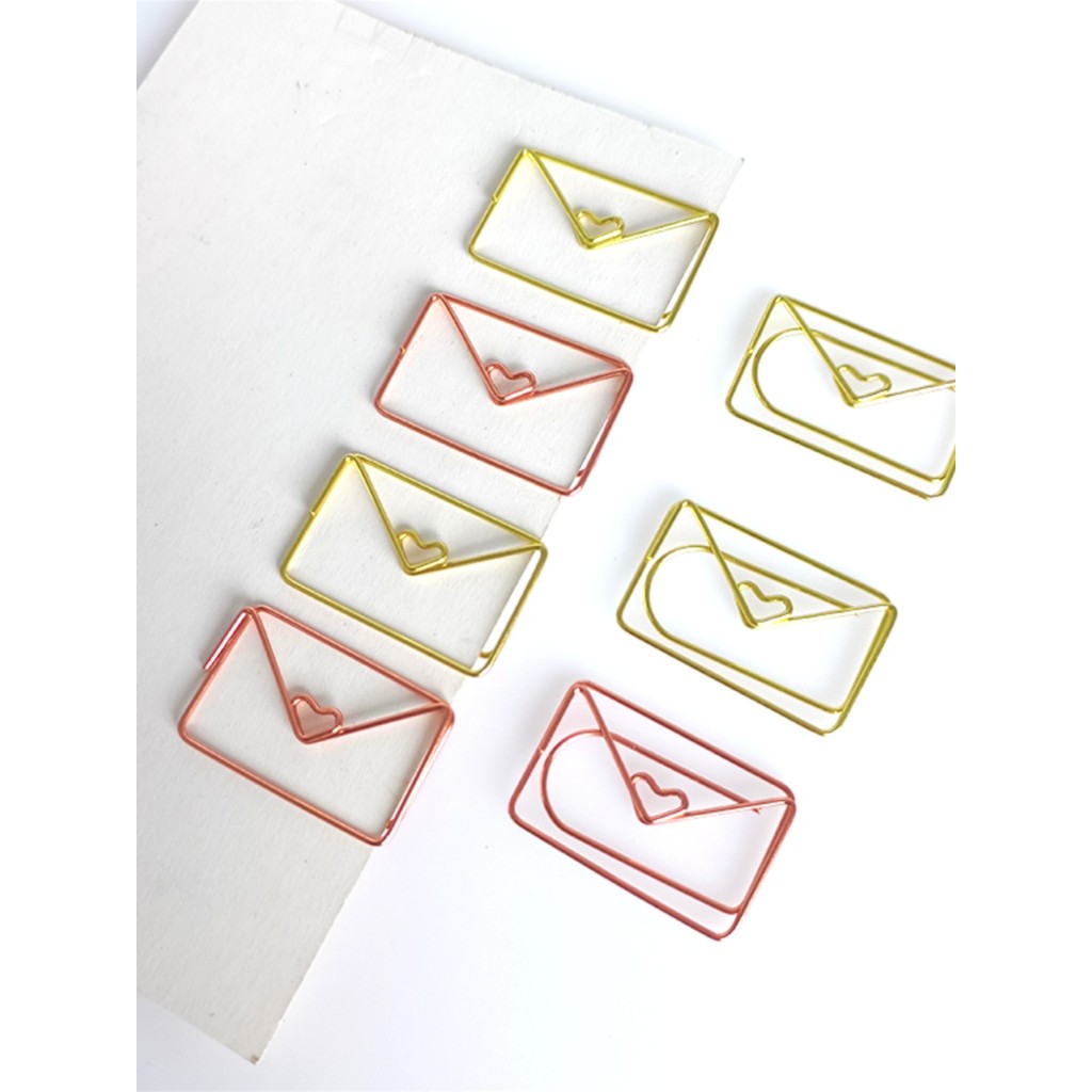 

Rose Gold Heart Envelope Paper Clip Cute Bookmark Rose Gold Stationery Office Supplies Cute Paper Clips Office Table Accessories