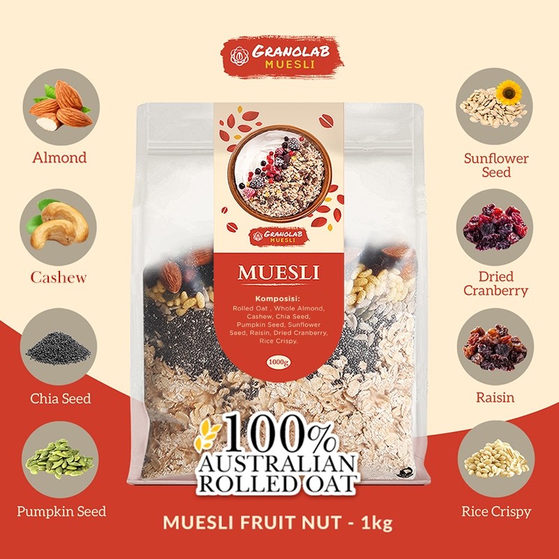 

Muesli Fruit and Seed 1 kg - Granolab Muesli