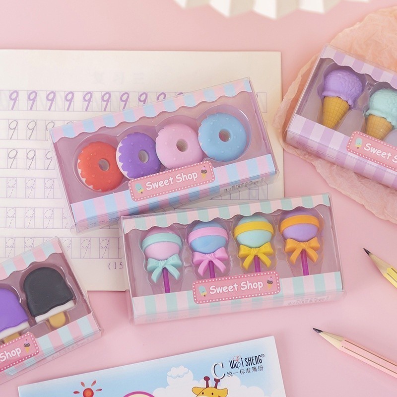 

Penghapus Pensil Karakter Sweet Shop Cone Lolipop Ice Cream Donut Set 4 837