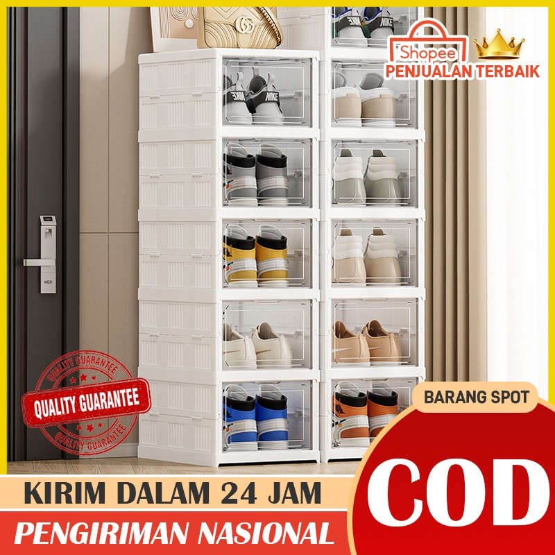 Kotak sepatu transparan / Rak Sepatu Susun Tertutup / Rak Sepatu / Kotak Sepatu Lipat Transparant
