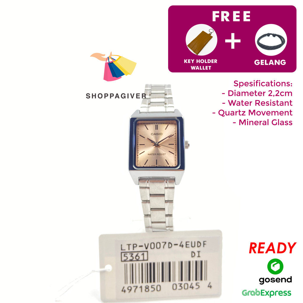 JAM TANGAN WANITA CASIO ORIGINAL LTP-V007D-4E / LTP-V007D-4EUDF ANALOG