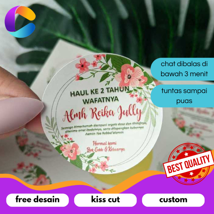 

Cetak INC 5-8 Stiker Tahlil Haul Sticker Pengajian Mengenang Wafatnya 40 100 1000 Hari Tahlilan