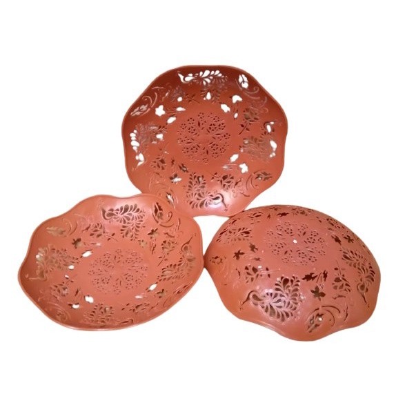 12PCS Piring Plastik Cantik Motif Bunga 1 Set 12 PCS Piring Makan