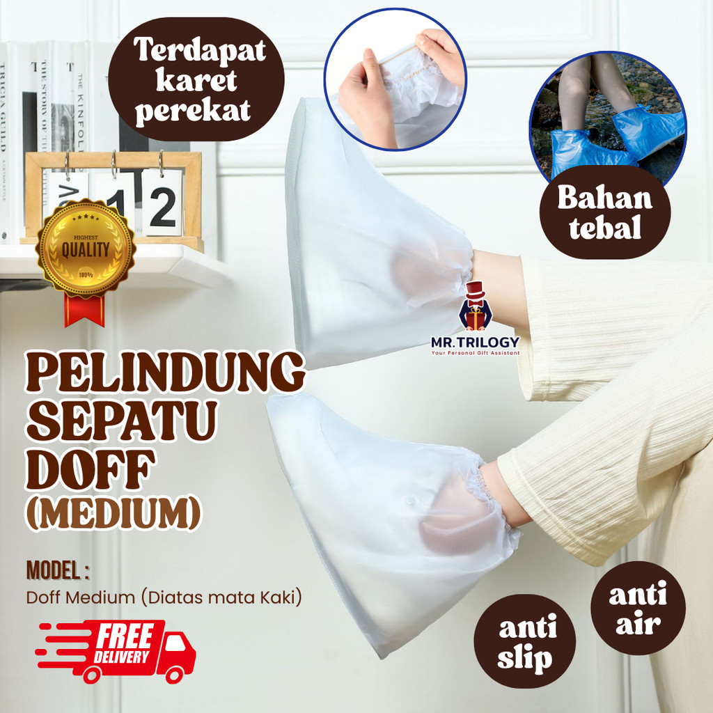 Rain Shoes Cover Waterproof Sarung Pelindung Sepatu Doff MEDIUM SIZE S M L Jas Hujan Sepatu ANTI AIR