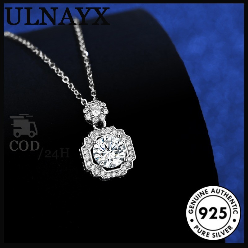 2 Karat Zirkon Berkilau Liontin Proposal Pertunangan Kalung PT950