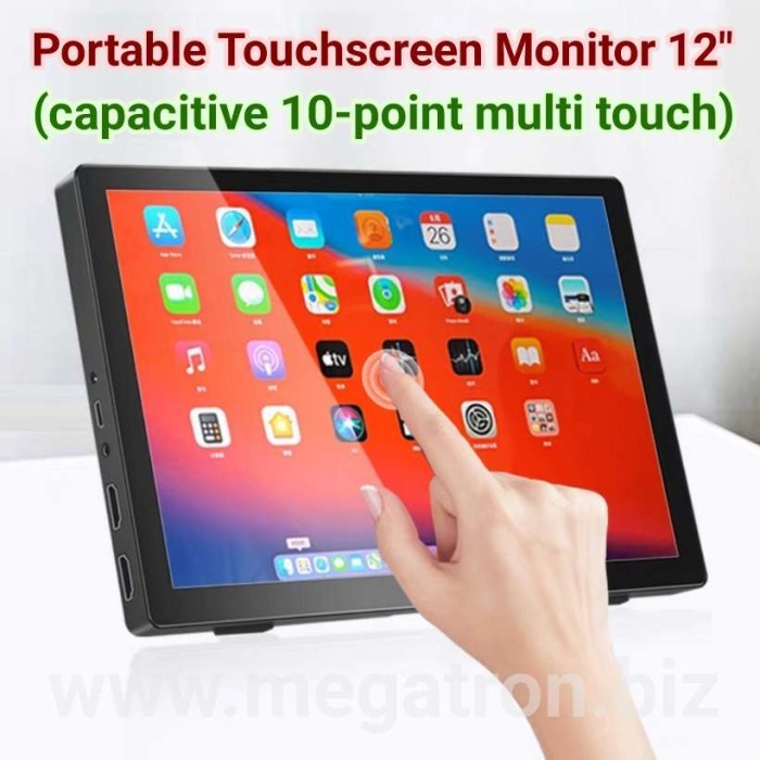 Portable LED Touchscreen Monitor 12 inch (input: 2xHDMI) - multi touch