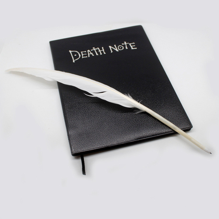 

Anime Death Note Notebook Set Leather Journal and Feather Pen Animation Art Writing Journal Death Note Notepad