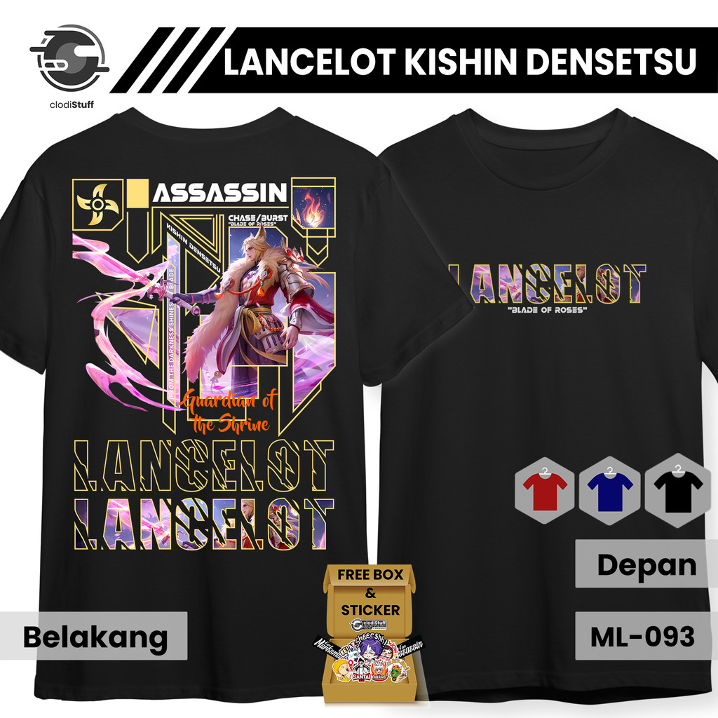 Kaos LANCELOT Kishin Densetsu Hero Mobile Legends Lengan Pendek Hitam Combed 24s ML MLBB Anak Dewasa