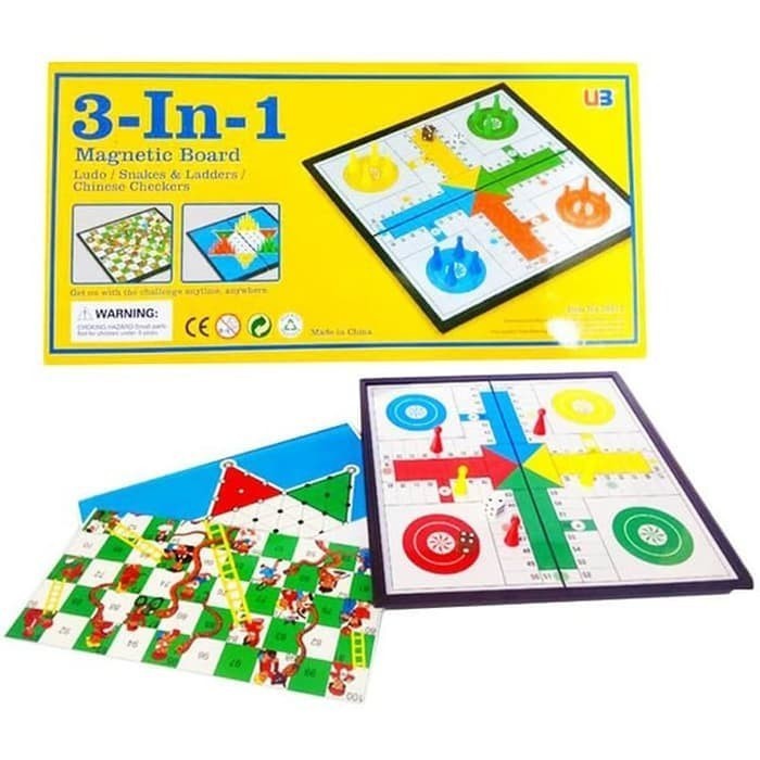 Mainan Ludo Magnetic Board Game Ludo, Ular Tangga, Halma Magnet 3 in 1