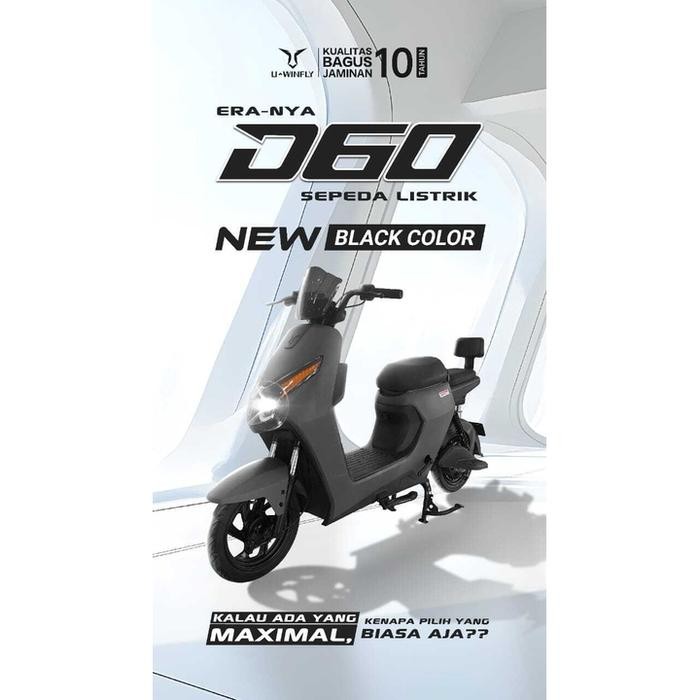 Sepeda Motor Listrik Uwinfly D60 D70 Terbaru - D60 HITAM, LALAMOVE