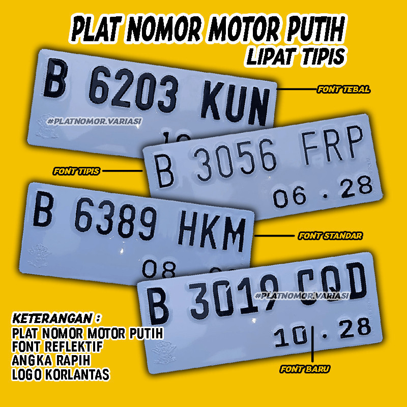 buat baru nempah Plat nomor motor Putih plat Motor Dengan Baut Tanam Rapi berlogo asli