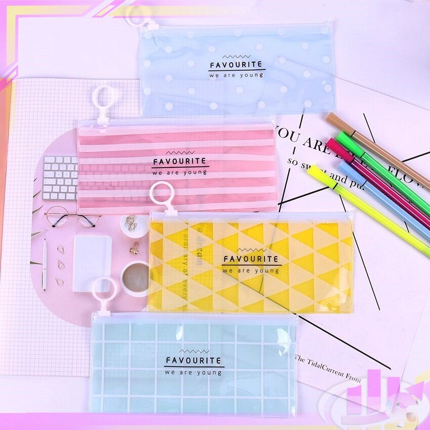 

Tempat Pensil Pulpen Transparan Ziplock Karakter Serbaguna Pouch Zip Lock Penyimpanan Kosmetik Pouch Zipper
