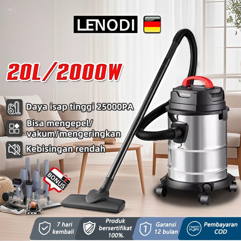 LENODI Vacuum Cleaner 20L 2000W 3in1 Vakum/Air Hisap/Blower Sedot Debu Basah Kering Vacum Blower Wet