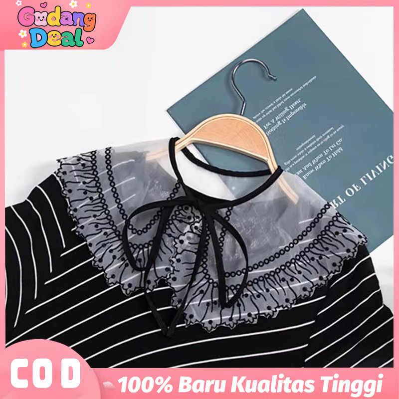 Kerah Bordir Lebar Dewasa Korean Style Fake Collar Kerah Palsu Instan Wanita Aksesoris Fashion