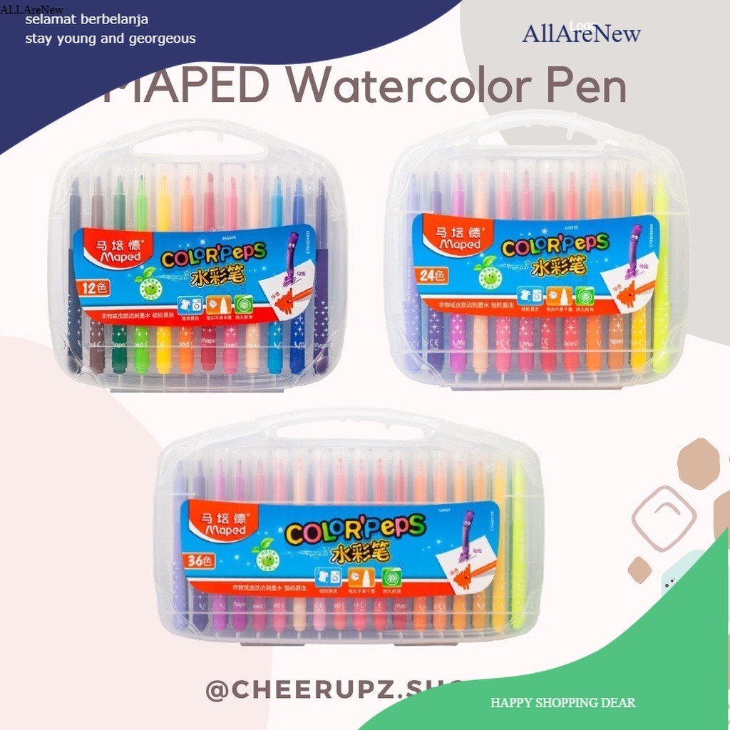 

MAPED Watercolor Pen Washable / Pensil Warna Cair / Spidol Warna ORI