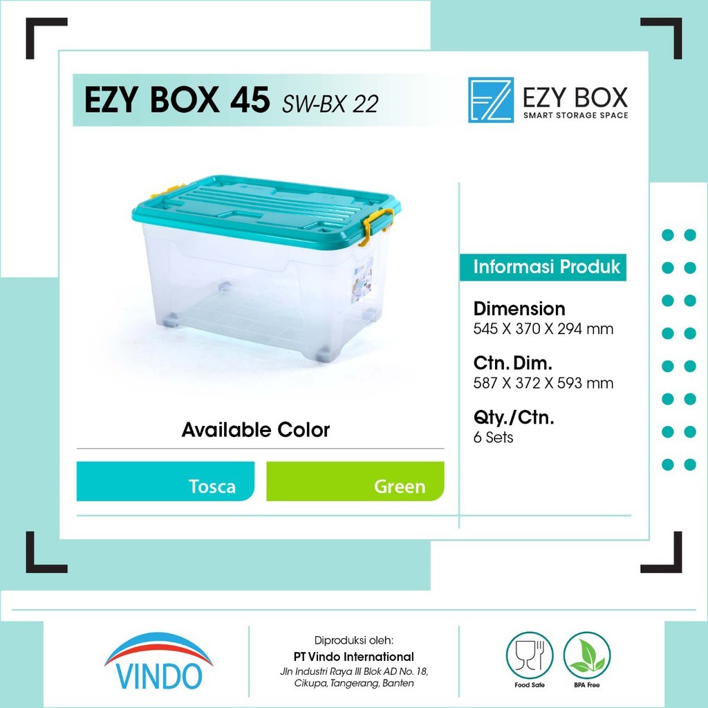 Ezy Box Container Box Plastik 45 Liter, 52 Liter, 75 Liter Kotak Penyimpanan