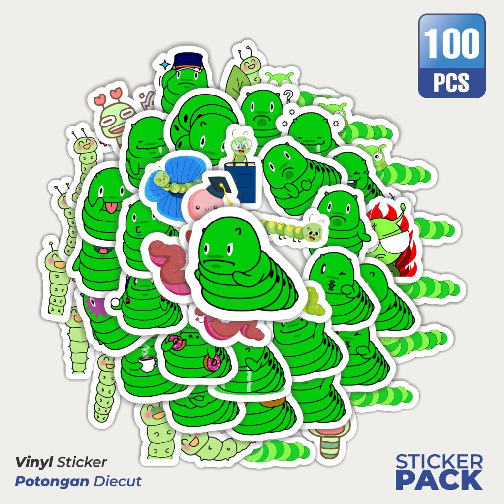 

Stiker Vinyl Hewan Ulat Bulu Sticker Waterproof Aesthetic- Untuk Laptop, Motor, dan Helm - Paper Stationery Pack